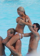 Billie Faiers topless in a pool