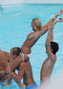 Billie Faiers topless in a pool