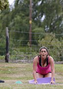 Busty babe working out