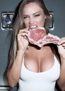 Busty babe with meat