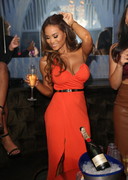 Daphne Joy cleavage in red