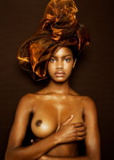 Topless ebony model