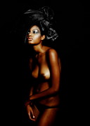 Topless ebony model