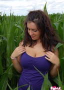 Big tit teen Emma O Neil strip in a corn field