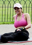 Imogen Thomas working out