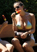 Imogen Thomas in a bikini top