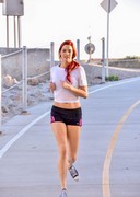 Flashign tits during jog