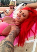 Jodie Marsh in a pink bikini