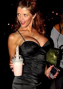 Busty porn star eating pizza candids
