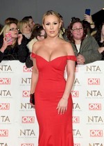 Kate Wright cleavage in red