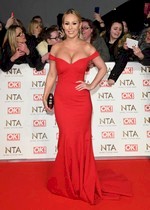 Kate Wright cleavage in red