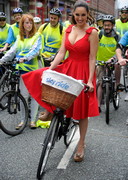 Kelly Brook cleavage on a bike