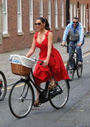 Kelly Brook cleavage on a bike