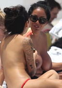 Kiara Mia topless at the beach