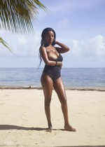 Big ebony boobs at the beach