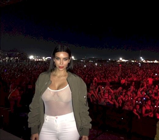 Kim Kardashian in sheer top