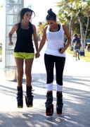 Kim and Kourney bouncing around