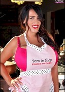 Leanne Crow in an apron