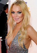 Lindsay Lohan cleavage in a catsuit