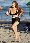 Lindsay Lohan in a black bikini