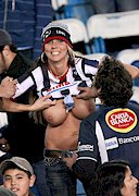 Busty Mexican soccer fan flash boobs