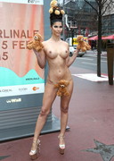 Topless girl in public
