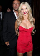 Mindy Robinson cleavage in red