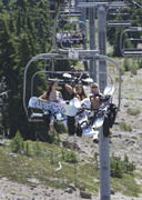 Naked babe snowboarding