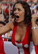 Busty soccer fan