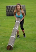 Busty babe working out in a tight top