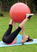 Busty babe working out in a tight top