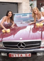Busty girls car wash