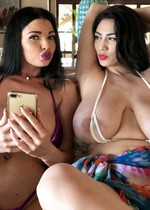 Behind the scenes with busty babes