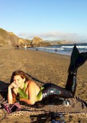 September Carrino as a topless Mermaid
