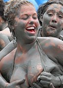 Boobs covered in mud