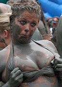 Boobs covered in mud