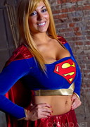 Busty babe as super woman