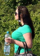 Busty babe take her clothes off outdoors
