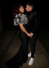 Amy Childs cleavage and a kiss