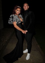 Amy Childs cleavage and a kiss