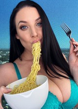 Angela White eating ramen