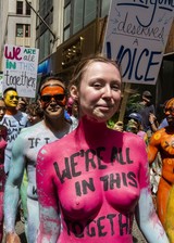 Body paint protester