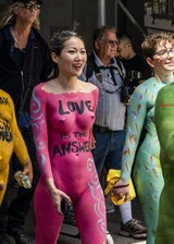 Body paint protester