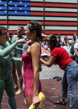 Body paint protester