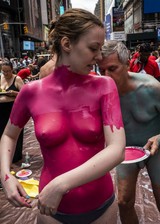 Body paint protester