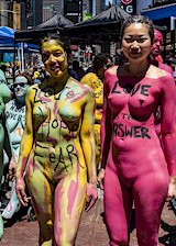 Body paint protester