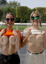 Russian girls flashing in public