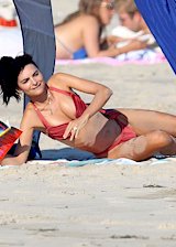 Emily Ratajkowski in a red bikini