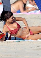 Emily Ratajkowski in a red bikini