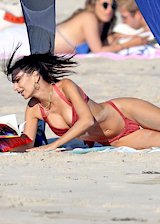Emily Ratajkowski in a red bikini